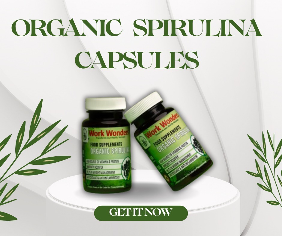 Organic Spirulina Capsules Bottle ( 60 pc )