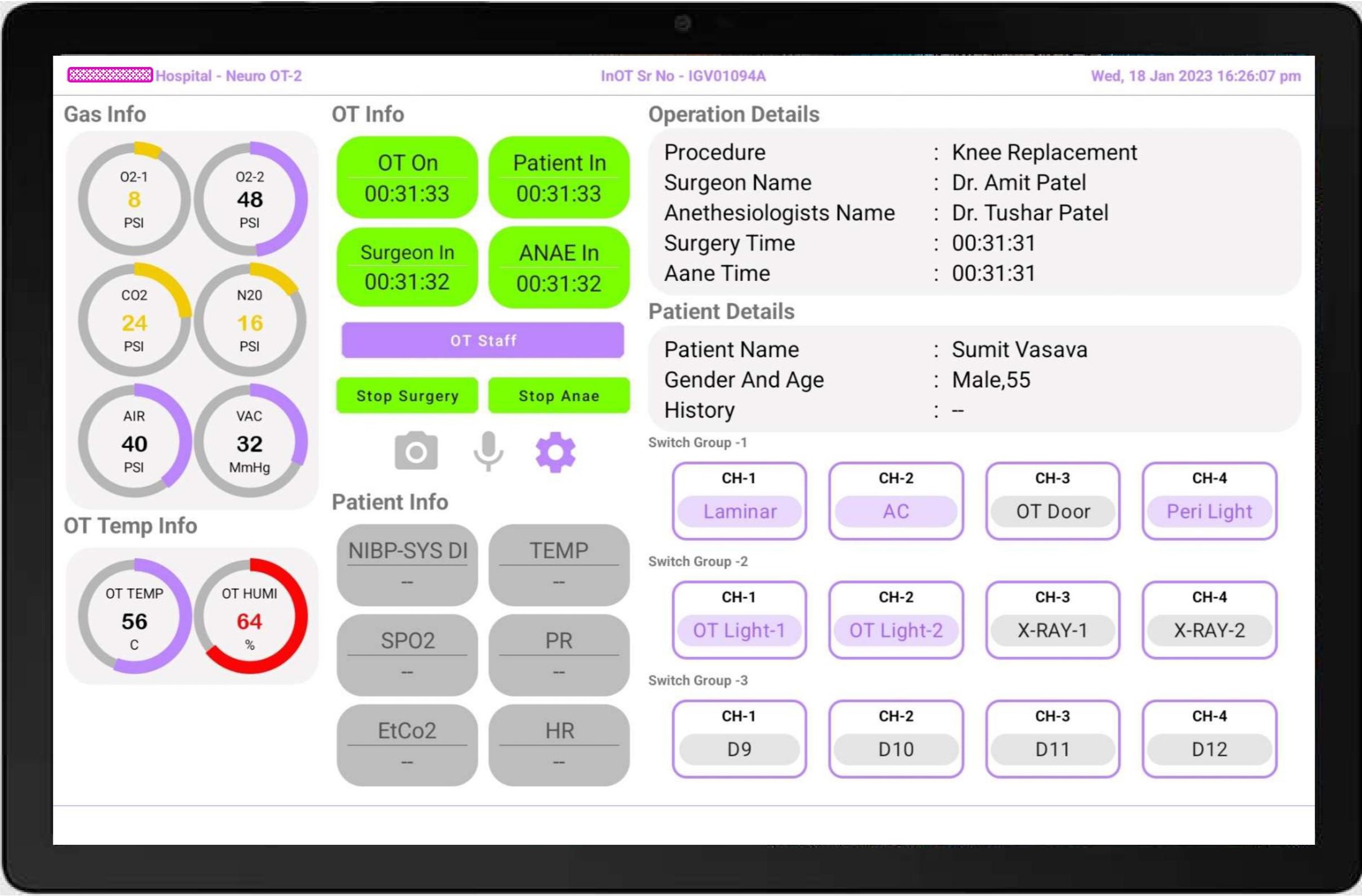InOT®  Surgeons OT Control Panel